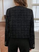 Chaqueta Corta de Tweed con Botones Metálicos