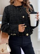 Chaqueta Corta de Tweed con Botones Metálicos