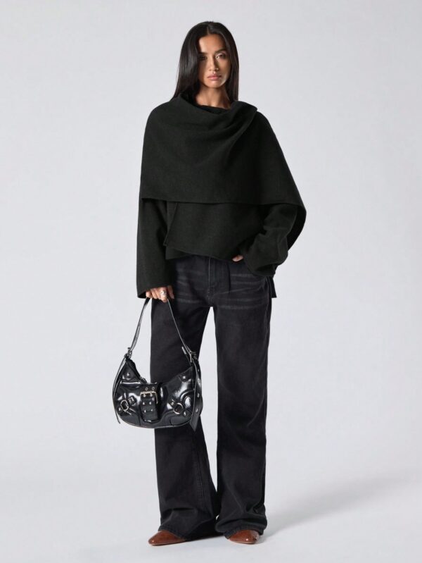 Poncho Abrigo Capa Liso Minimalista para Otoño/Invierno - Image 8