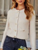 Cardigan de Punto con Botones y Mangas Largas