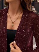 Chaqueta Negra Corta de Malla Elegante para Mujer