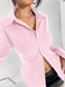 Blusa de Negocios Casual a Rayas con Botones y Manga Larga