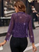 Chaqueta Negra Corta de Malla Elegante para Mujer