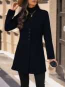 Chaqueta de Lana Casual para Vacaciones con Cuello Mini