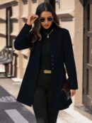 Chaqueta de Lana Casual para Vacaciones con Cuello Mini