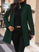 Chaqueta de Lana Casual para Vacaciones con Cuello Mini