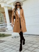 Abrigo Elegante con Cuello Solapa y Doble Botonadura