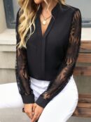 Blusa Cuello Muesca y Mangas Obispo en Blanco