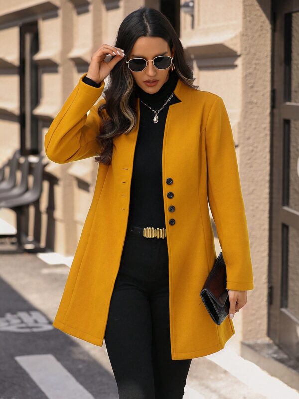 Chaqueta de Lana con Cuello Alto y Entallada para Mujer - Image 57