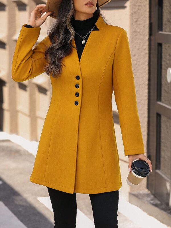 Chaqueta de Lana con Cuello Alto y Entallada para Mujer - Image 58