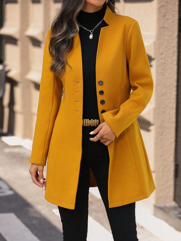 Chaqueta de Lana con Cuello Alto y Entallada para Mujer - Image 59