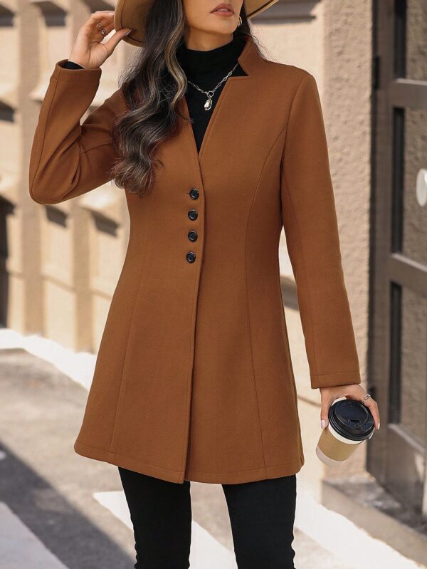 Chaqueta de Lana con Cuello Alto y Entallada para Mujer - Image 4