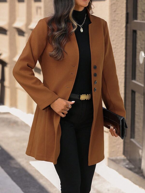 Chaqueta de Lana con Cuello Alto y Entallada para Mujer - Image 6