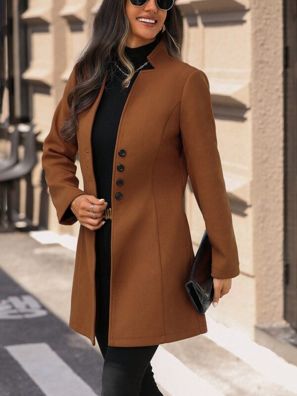 Chaqueta de Lana con Cuello Alto y Entallada para Mujer - Image 7