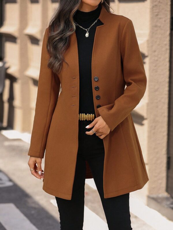 Chaqueta de Lana con Cuello Alto y Entallada para Mujer - Image 8