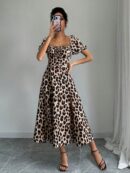 Vestido Largo Boho Floral con Nudo y Abertura en Pierna