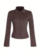 Camisa a Rayas de Manga Larga para Mujer Estilo Casual