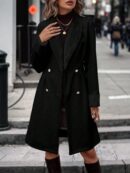 Abrigo Midi de Mujer con Cintura Ceñida y Doble Botonadura