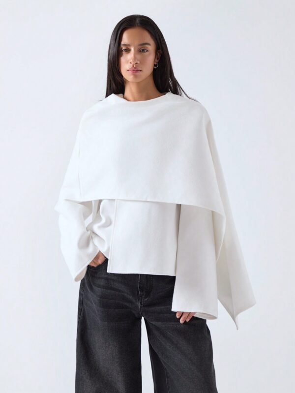 Poncho Abrigo Capa Liso Minimalista para Otoño/Invierno - Image 42
