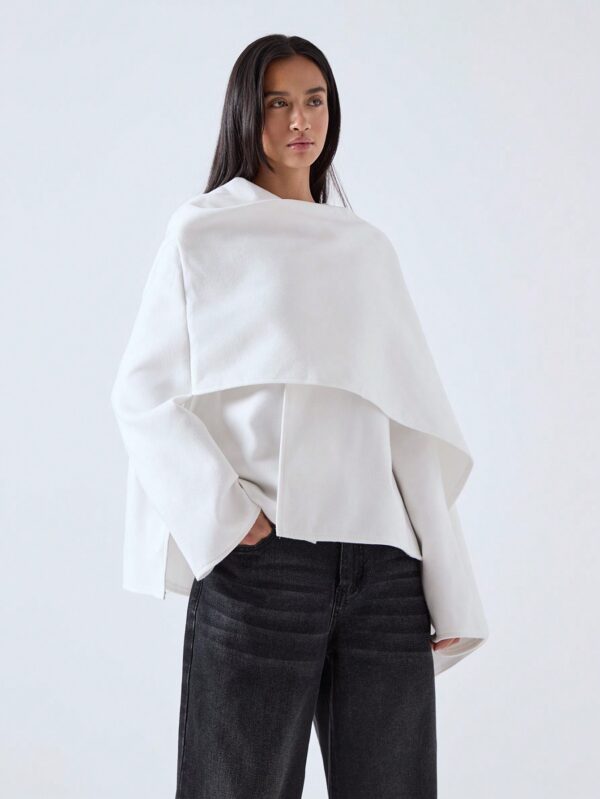 Poncho Abrigo Capa Liso Minimalista para Otoño/Invierno - Image 40