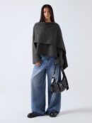Poncho Abrigo Capa Liso Minimalista para Otoño/Invierno