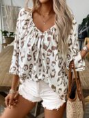 Blusa Bohemia con Cuello V y 3/4 de Manga