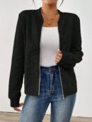 Chaqueta Tejida Jacquard Casual en Color Caqui