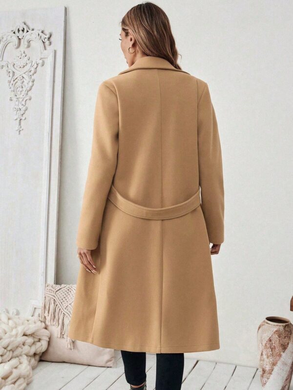 Abrigo Camel Casual de Doble Botonadura con Cinturón - Image 20