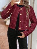 Chaqueta Corta de Tweed con Botones Metálicos
