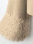 Abrigo Elegante de Color Sólido con Puños de Piel y Lazo Decorativo