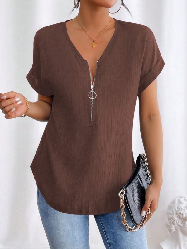 Blusa Casual con Cremallera y Manga Murciélago - Image 62