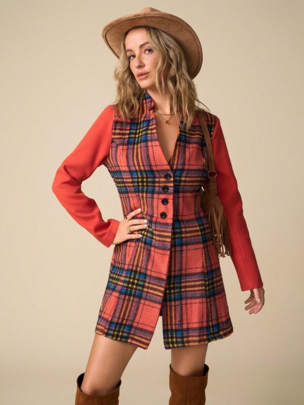 Chaqueta de Lana con Cuello Alto y Entallada para Mujer - Image 33
