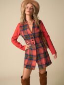 Chaqueta de Lana con Cuello Alto y Entallada para Mujer