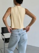 Blusa de Lino Sin Mangas con Lazo Frontal
