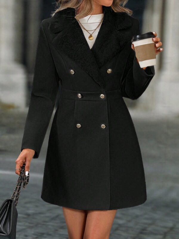 Chaqueta Elegante con Panel Peludo y Botón Doble - Image 69