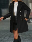 Chaqueta Elegante con Panel Peludo y Botón Doble