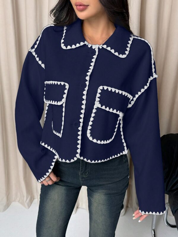 Chaqueta Corta Bicolor con Detalles de Contraste - Image 18