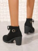 Botines de Tacón Grueso y Cordones Estilo Británico