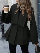 Abrigo Elegante de Estilo Francés con Cuello V y Cintura Envolvente