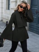 Abrigo Elegante de Estilo Francés con Cuello V y Cintura Envolvente