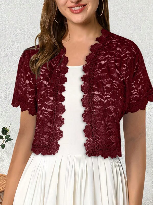Bolero Shrug Casual de Verano con Encaje Camellia y Manga Corta - Image 13
