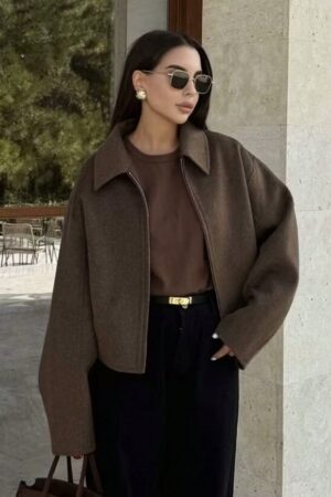 Chaqueta Retro de Otoño con Solapa y Bolsillos