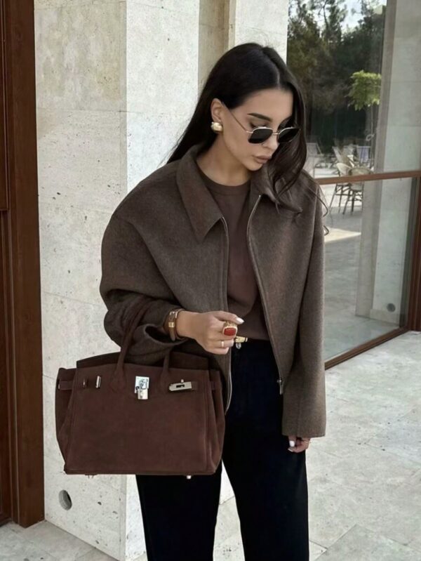 Chaqueta Retro de Otoño con Solapa y Bolsillos - Image 2