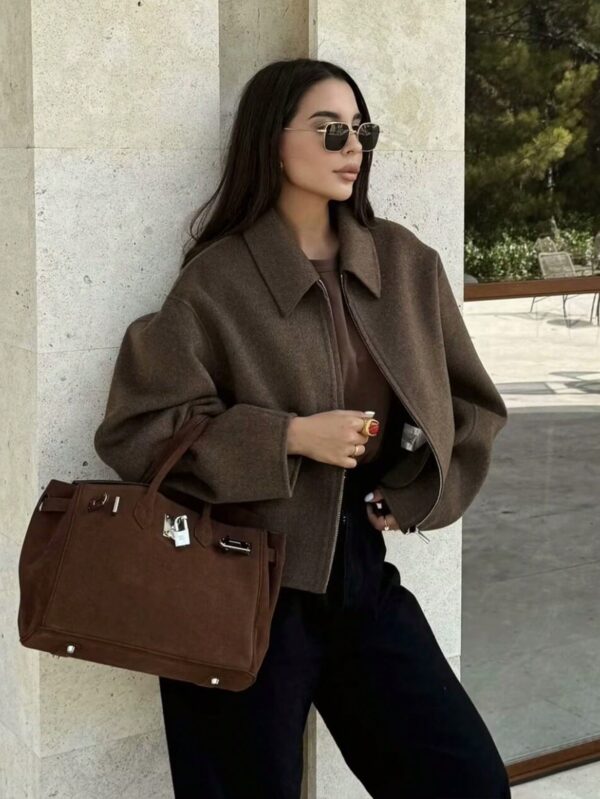 Chaqueta Retro de Otoño con Solapa y Bolsillos - Image 4