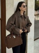 Chaqueta Retro de Otoño con Solapa y Bolsillos