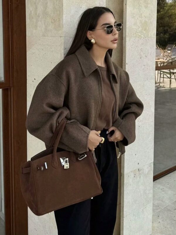 Chaqueta Retro de Otoño con Solapa y Bolsillos - Image 3