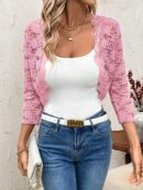 Chaqueta Corta de Encaje con Ribete Escalopado
