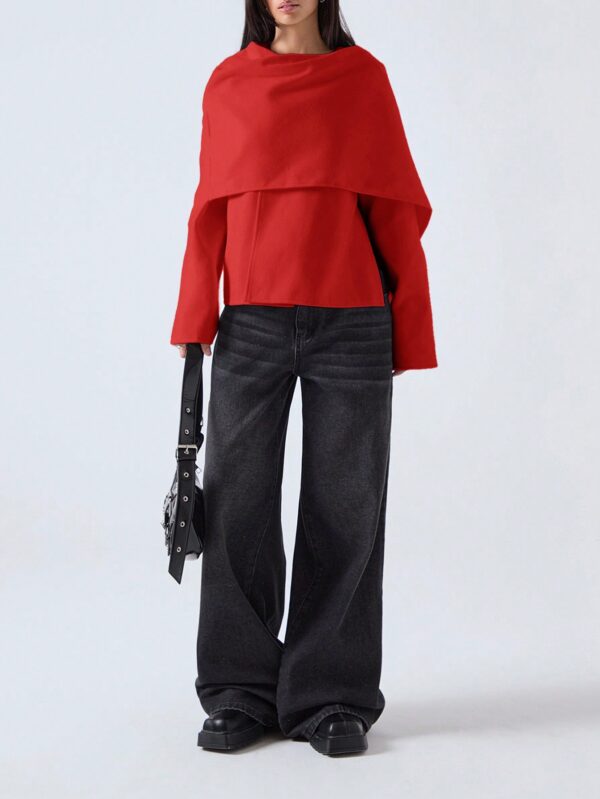 Poncho Abrigo Capa Liso Minimalista para Otoño/Invierno - Image 35