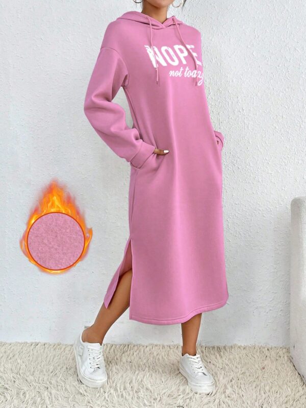 Vestido Sudadera con Capucha y Estampado de Letras - Image 72