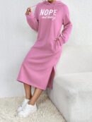 Vestido Sudadera con Capucha y Estampado de Letras
